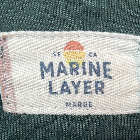 Marine Layer Men’s Long Sleeve Henley Shirt Double knit Forest Green M/L‎ button - Picture 2 of 8